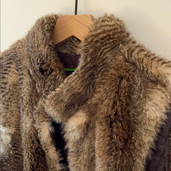 C. Wonder Faux Fur Vest Brown Black Cream Medium Apres Ski Boho Luxe - Picture 2 of 5